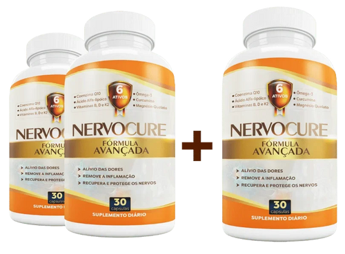 NervoCure - 3 Frasco - Suplemento Alimentar 30 Capsulas
